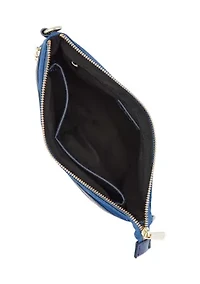 Saffiano Leather Trim Double Zip Crossbody
