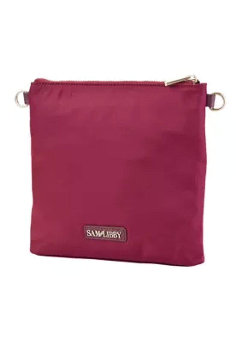 Saffiano Leather Trim Double Zip Crossbody