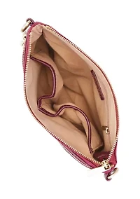 Saffiano Leather Trim Double Zip Crossbody