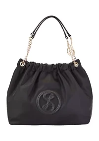 Saffiano Leather Trim Hobo Tote