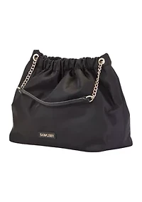 Saffiano Leather Trim Hobo Tote