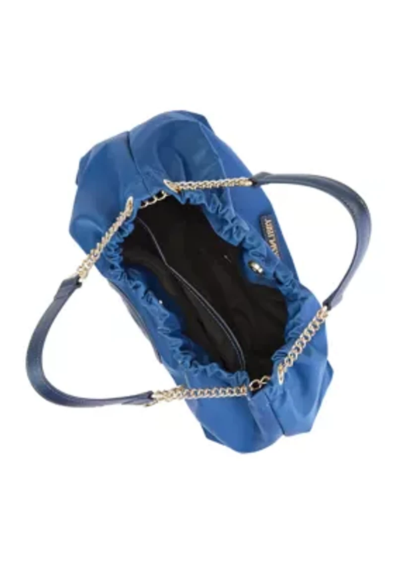 Saffiano Leather Trim Hobo Tote