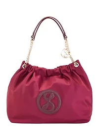 Saffiano Leather Trim Hobo Tote 