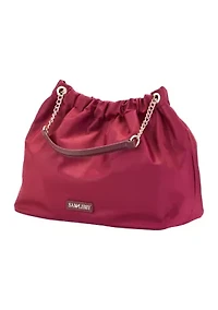 Saffiano Leather Trim Hobo Tote 