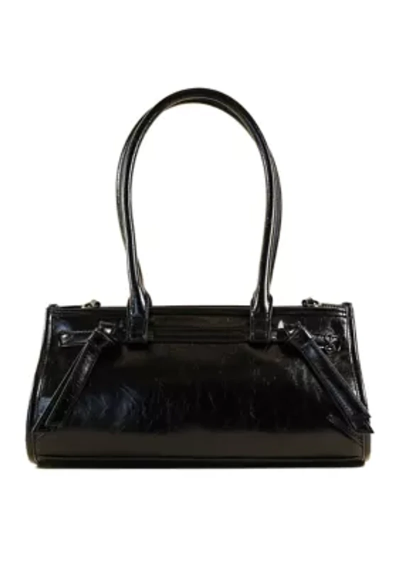 Onyx Belted Crackle Shoulder Bag
