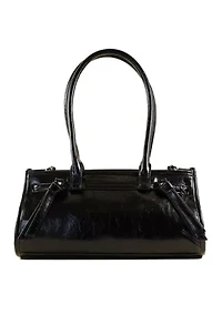 Onyx Belted Crackle Shoulder Bag