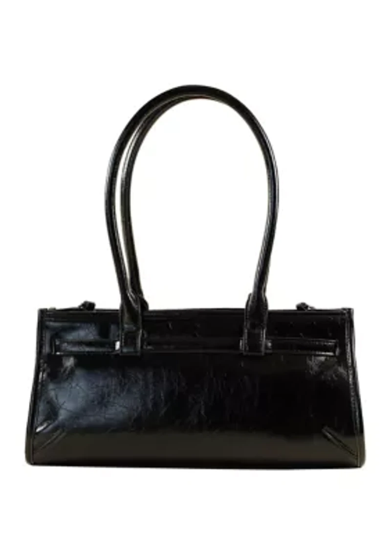 Onyx Belted Crackle Shoulder Bag