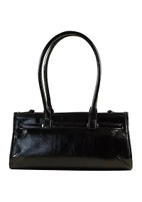 Onyx Belted Crackle Shoulder Bag