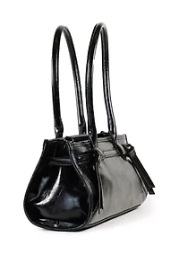 Onyx Belted Crackle Shoulder Bag