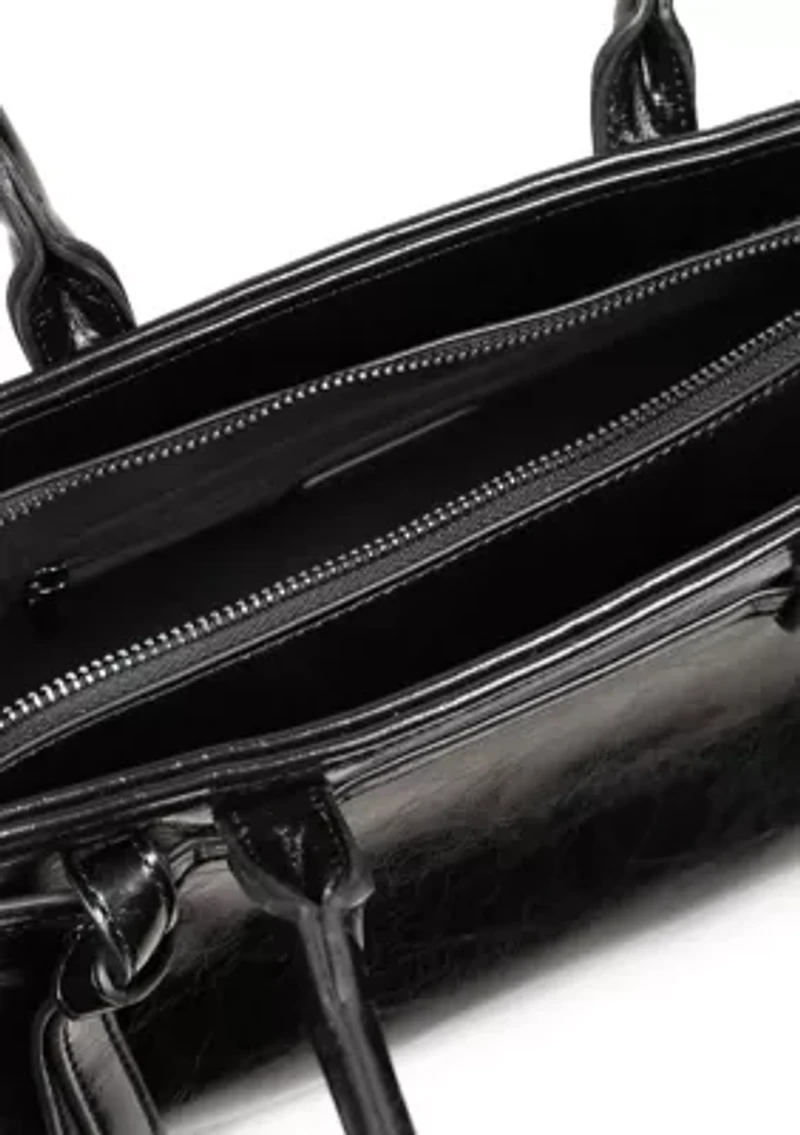 Onyx Belted Crackle Shoulder Bag