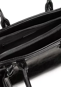 Onyx Belted Crackle Shoulder Bag