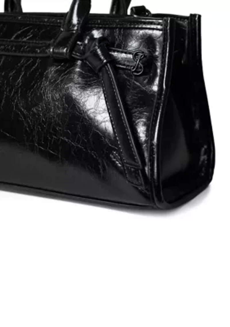 Onyx Belted Crackle Shoulder Bag