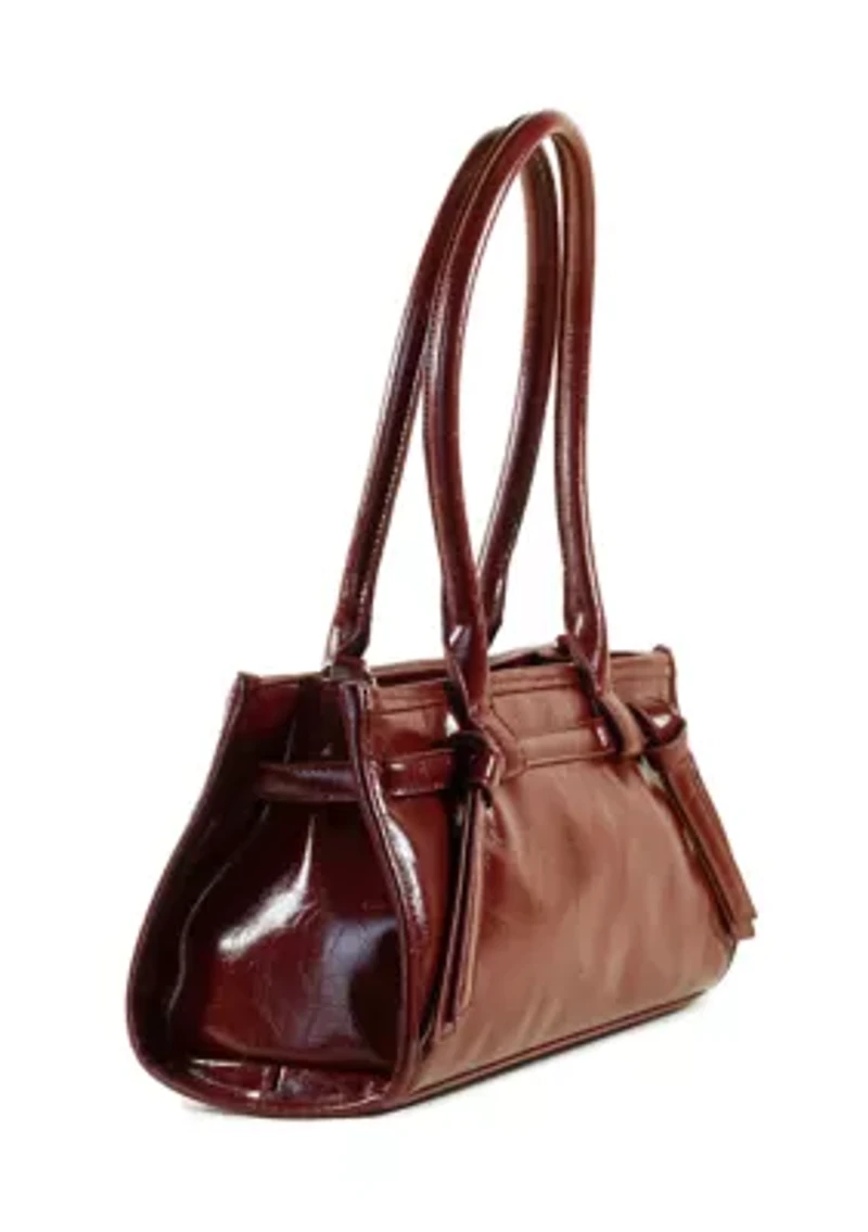 Onyx Belted Crackle Shoulder Bag 