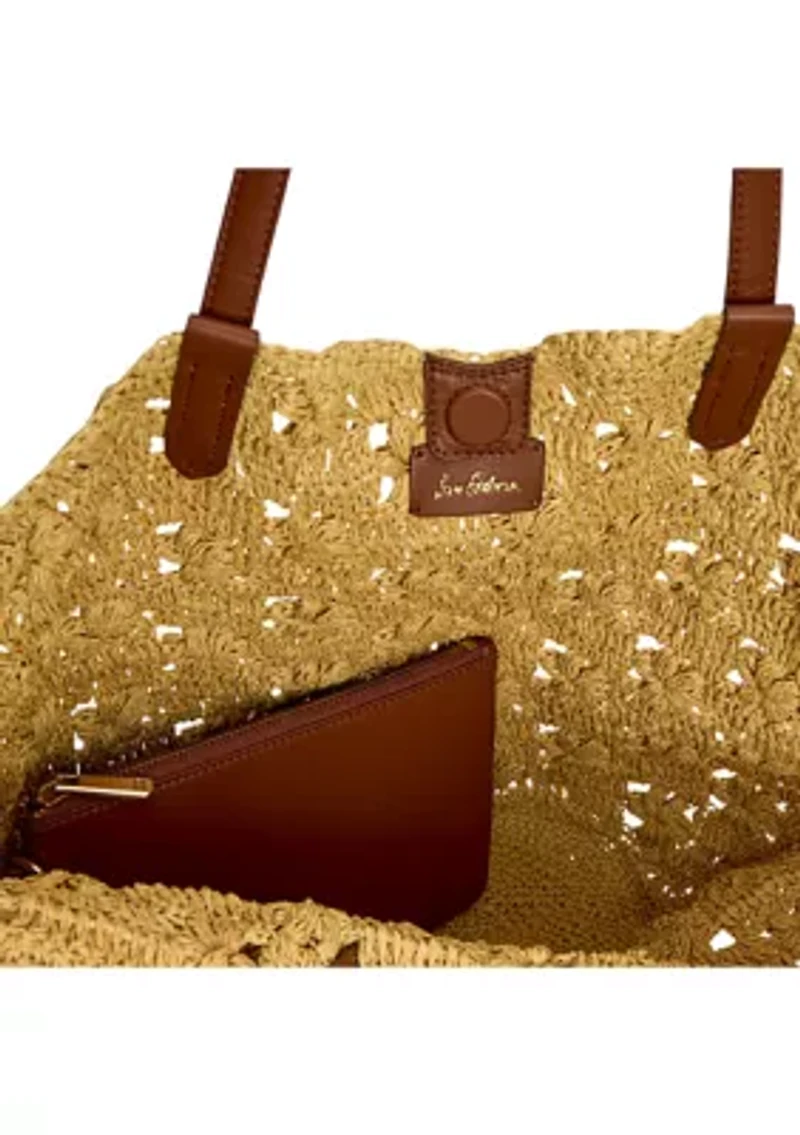 Layla Floral Raffia Fan Tote