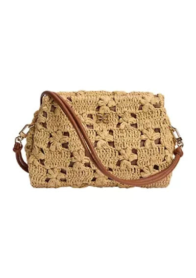 Layla Floral Raffia Shoulder Bag Clutch