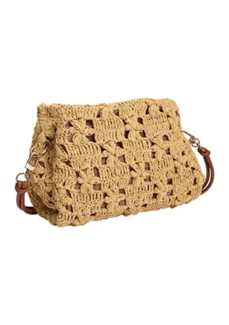 Layla Floral Raffia Shoulder Bag Clutch