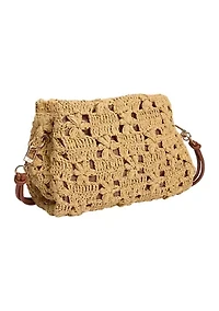 Layla Floral Raffia Shoulder Bag Clutch