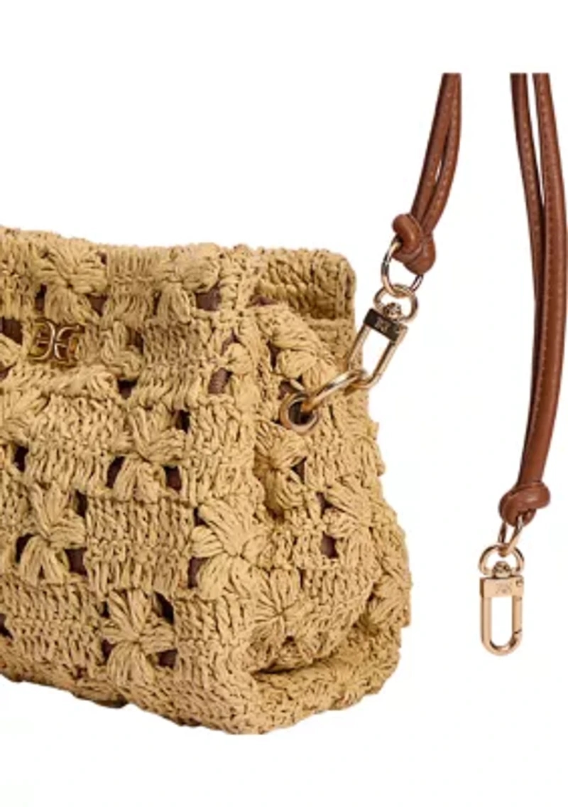 Layla Floral Raffia Shoulder Bag Clutch