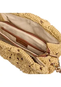 Layla Floral Raffia Shoulder Bag Clutch