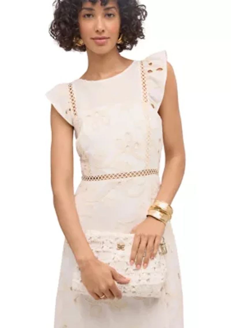 Layla Floral Raffia Shoulder Bag Clutch