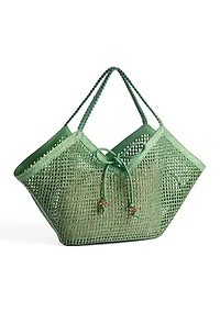 Marcie Raffia Open Weave Tote