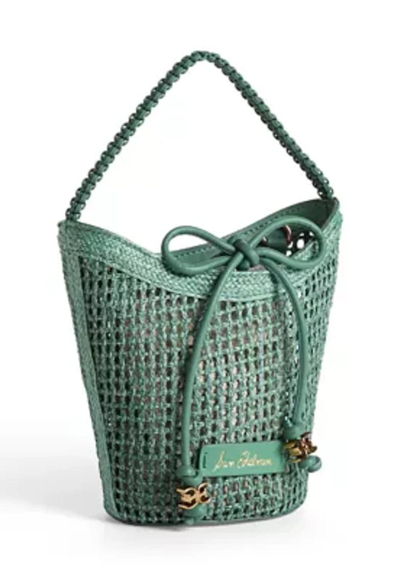 Marcie Raffia Open Weave Crossbody Bag