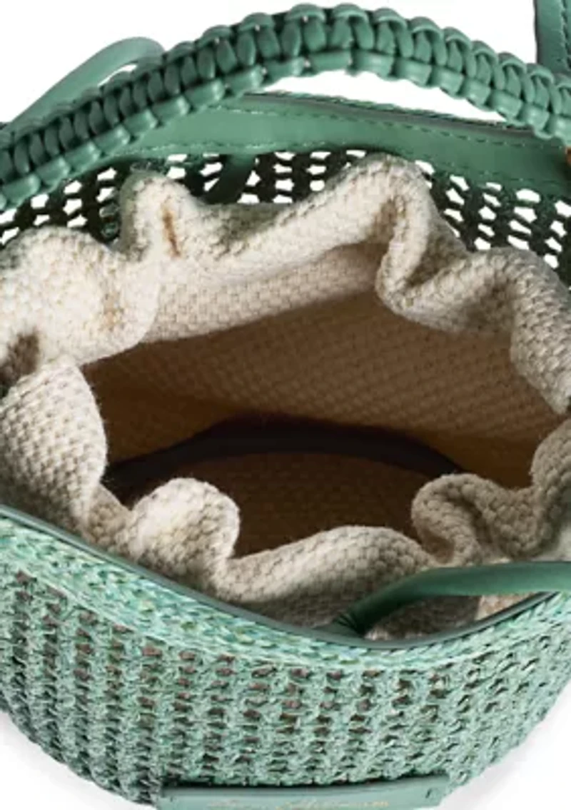 Marcie Raffia Open Weave Crossbody Bag