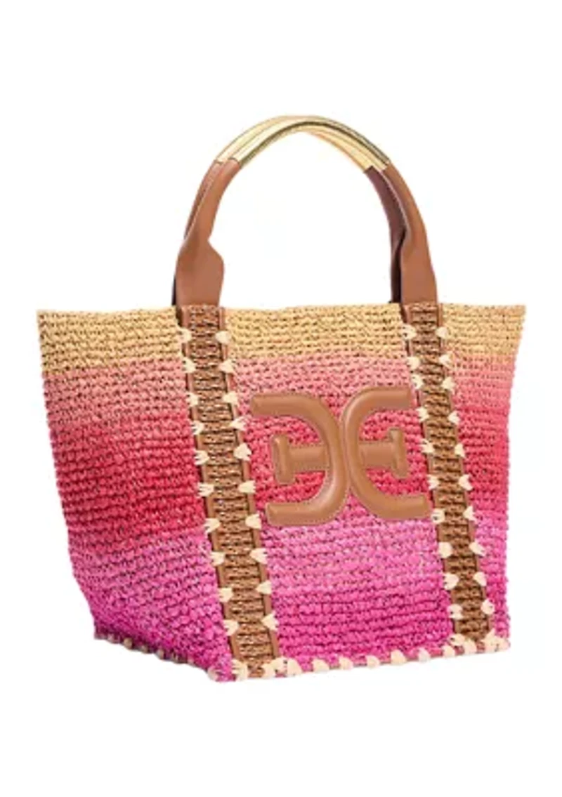Marley Raffia Collapsible Small Tote Bag