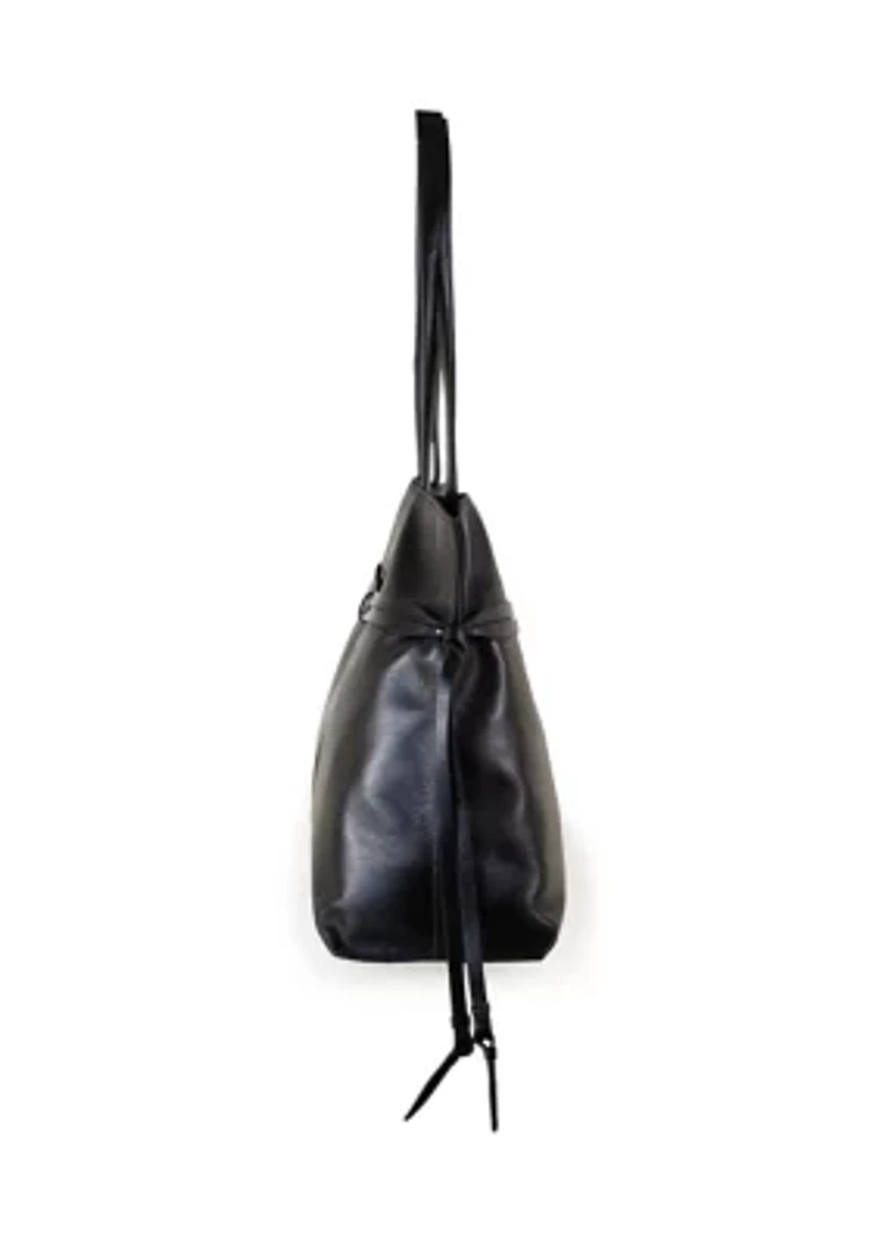 Poppy Large Drawsting Smooth Leather Tote Bag
