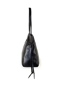 Poppy Large Drawsting Smooth Leather Tote Bag