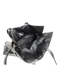 Poppy Large Drawsting Smooth Leather Tote Bag