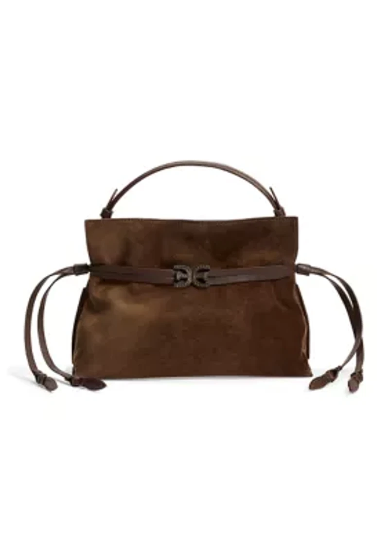 Poppy Small Crossbody Suede Tote Bag