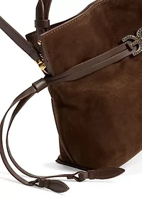  Poppy Small Crossbody Suede Tote Bag 