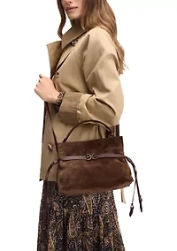  Poppy Small Crossbody Suede Tote Bag 