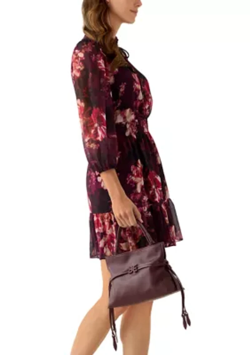 Small Crossbody Poppy Tote with Smooth Leather 