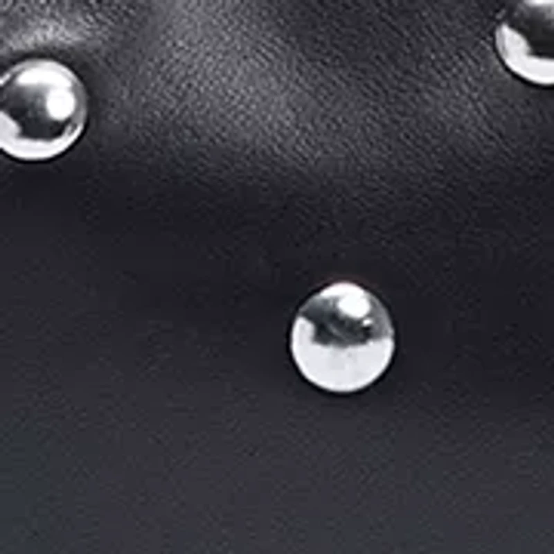  Poppy Oversized Drawstring Studded Leather Clutch