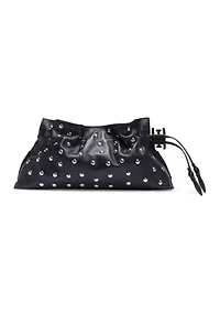  Poppy Oversized Drawstring Studded Leather Clutch