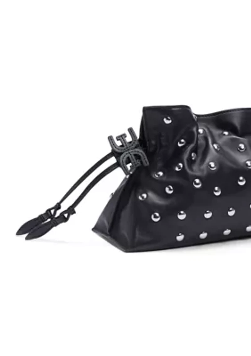  Poppy Oversized Drawstring Studded Leather Clutch