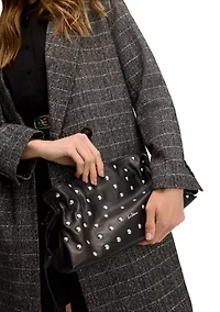  Poppy Oversized Drawstring Studded Leather Clutch