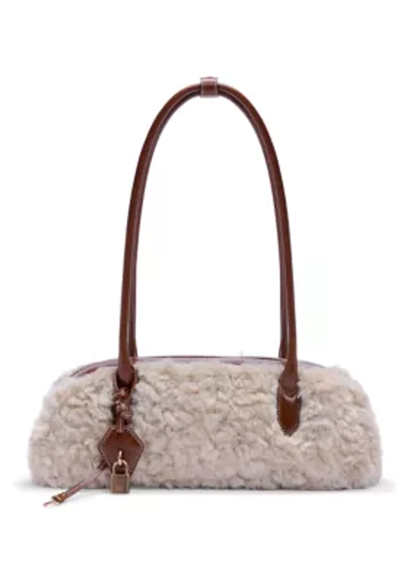  Nori Medium Bowler Suede Shearling Satchel