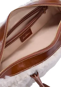  Nori Medium Bowler Suede Shearling Satchel