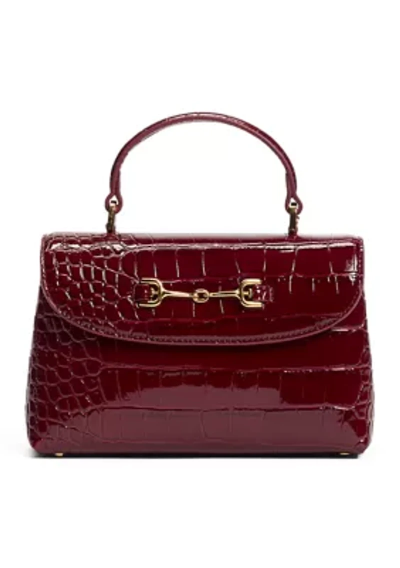 Loraine Bordeaux Crocodile Top Handle Crossbody Bag