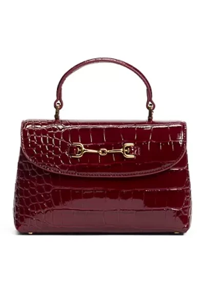 Loraine Bordeaux Crocodile Top Handle Crossbody Bag