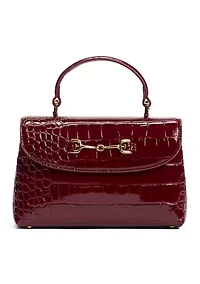 Loraine Bordeaux Crocodile Top Handle Crossbody Bag