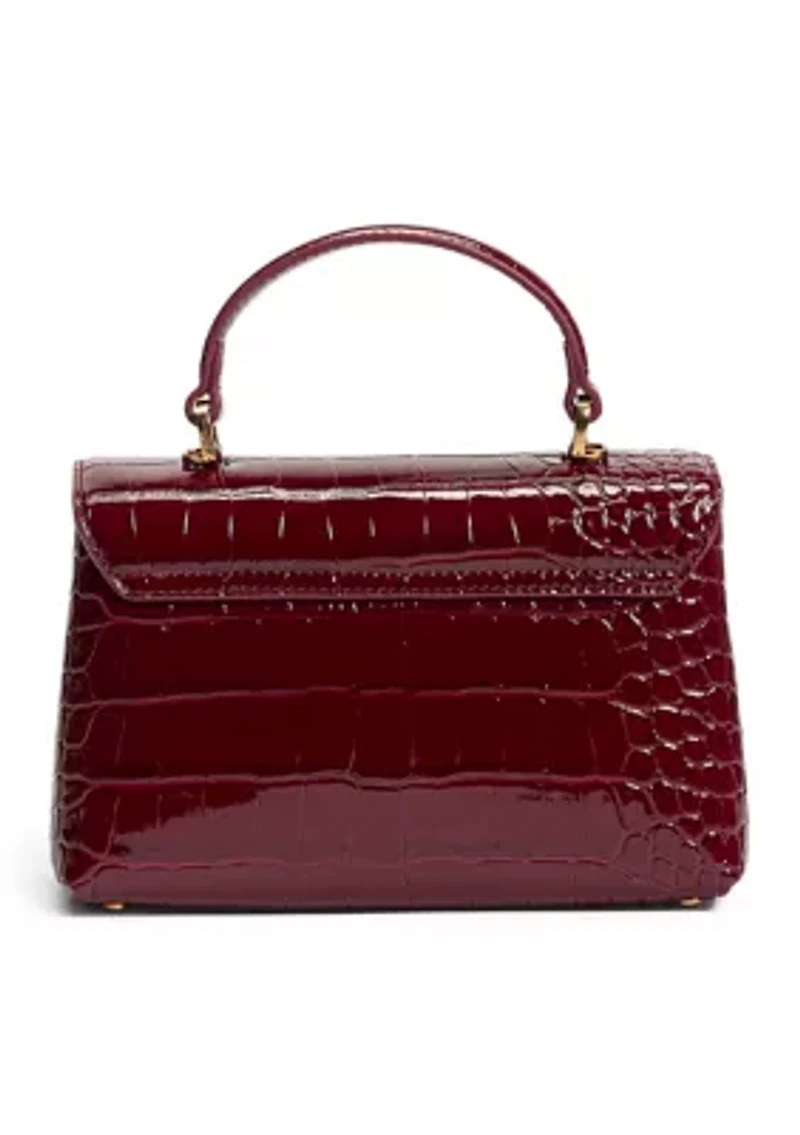 Loraine Bordeaux Crocodile Top Handle Crossbody Bag
