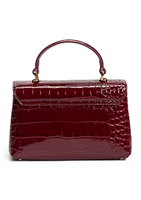 Loraine Bordeaux Crocodile Top Handle Crossbody Bag