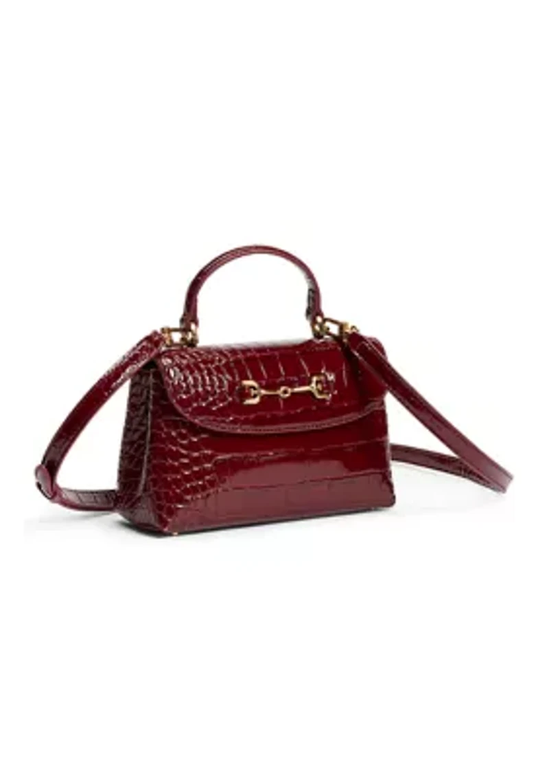 Loraine Bordeaux Crocodile Top Handle Crossbody Bag