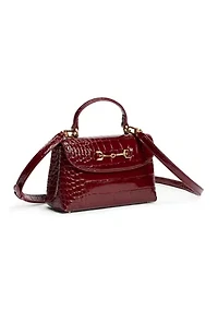 Loraine Bordeaux Crocodile Top Handle Crossbody Bag
