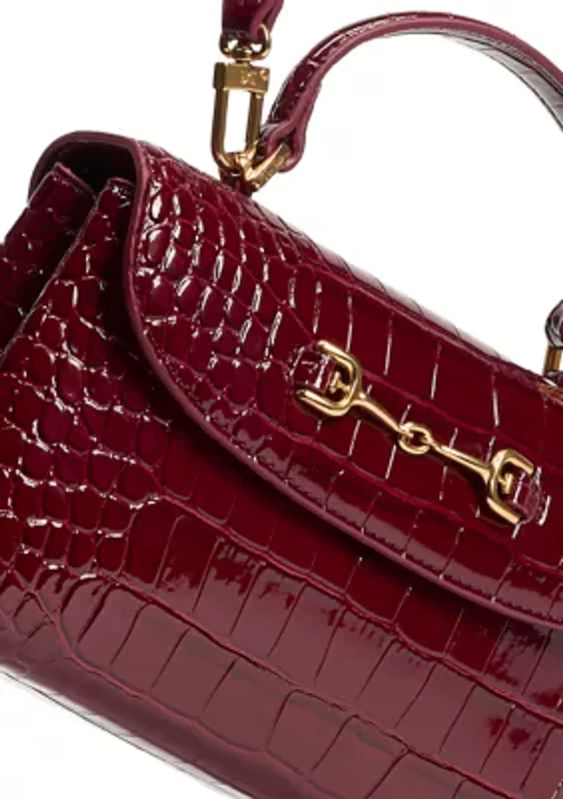 Loraine Bordeaux Crocodile Top Handle Crossbody Bag