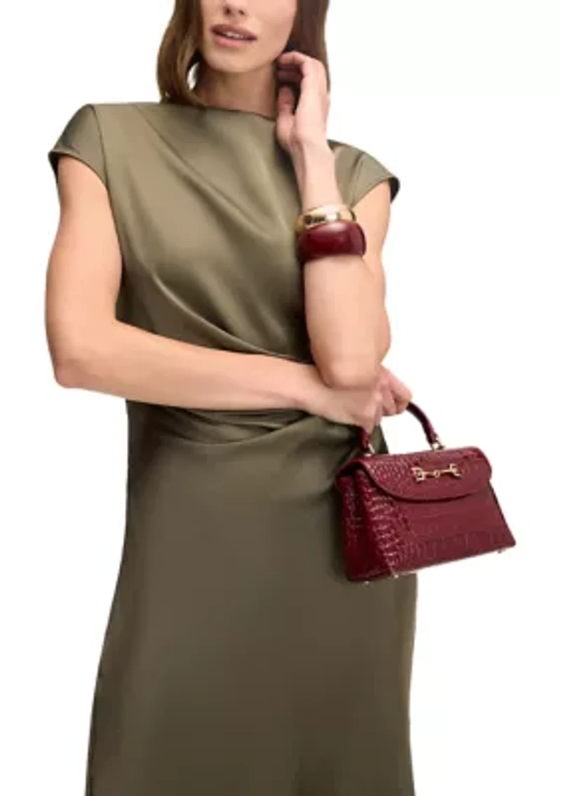 Loraine Bordeaux Crocodile Top Handle Crossbody Bag